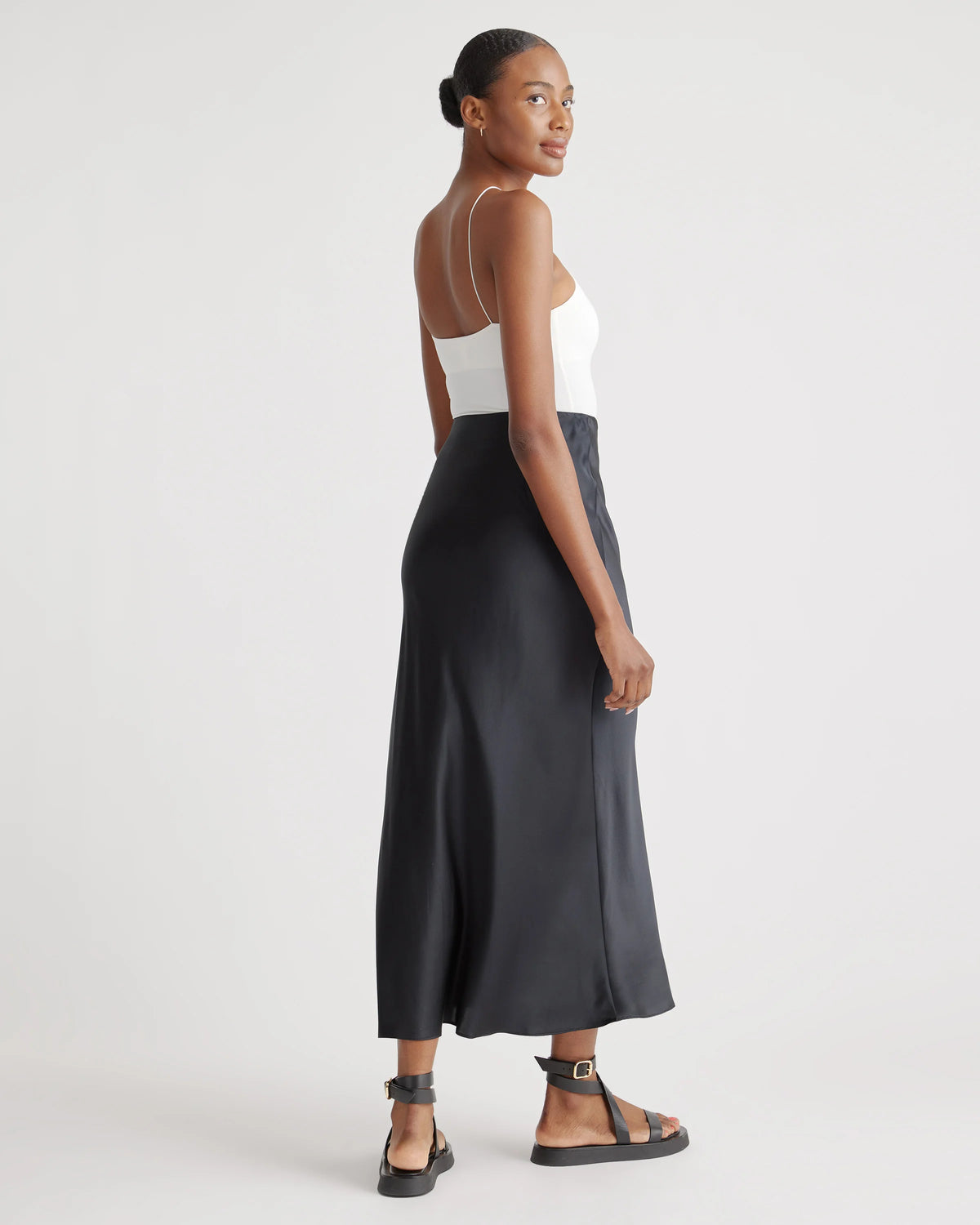 100% Washable Silk Maxi Skirt - XS / Champagne