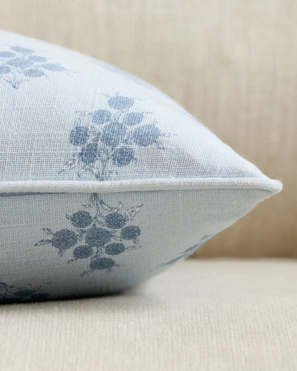 Piped Block Print Cotton Pillow Cover - 12x20 / Natural