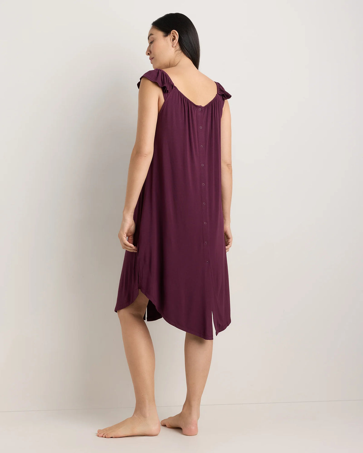 Bamboo Jersey Flutter Sleeve Labor and Delivery Gown - XS / Nocturnal Green