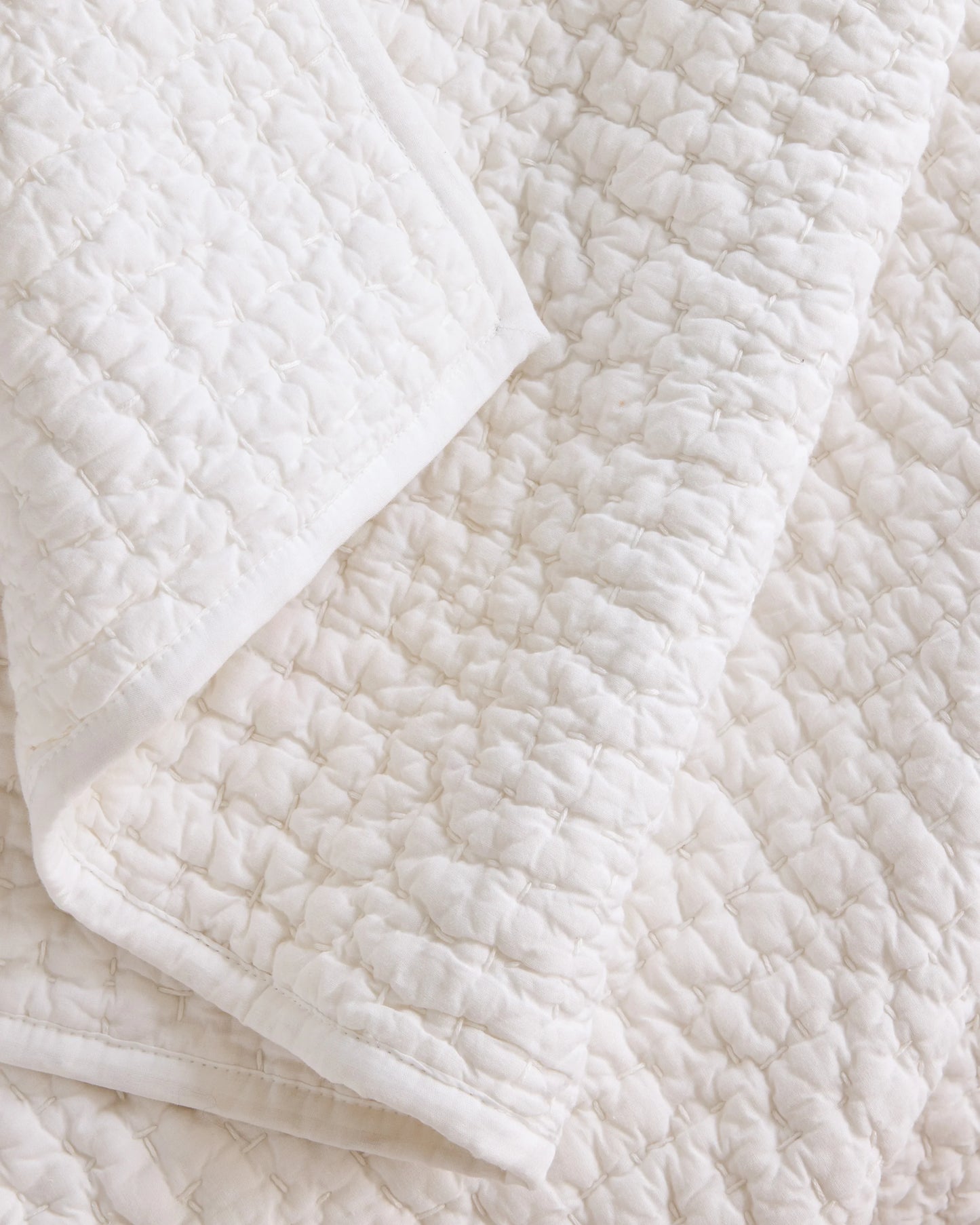 Organic Cotton Hand Stitched Quilt Set - Twin / Stone