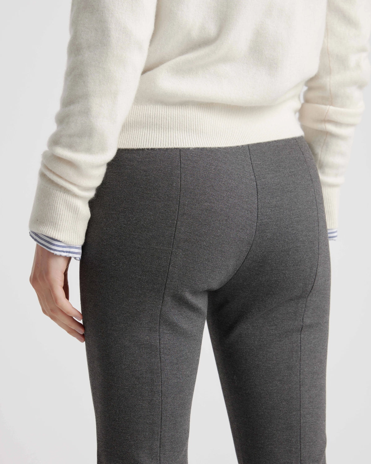 Ultra-Stretch Ponte Pintuck Ankle Pants - XS / Ecru