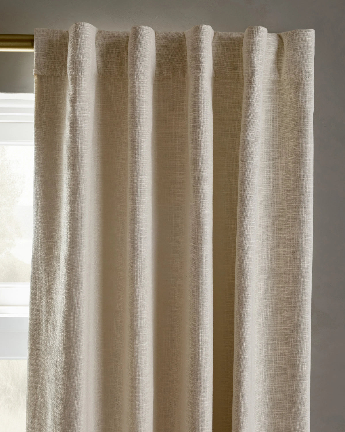 Textured Cotton True Blackout Curtain - 48x84 / White