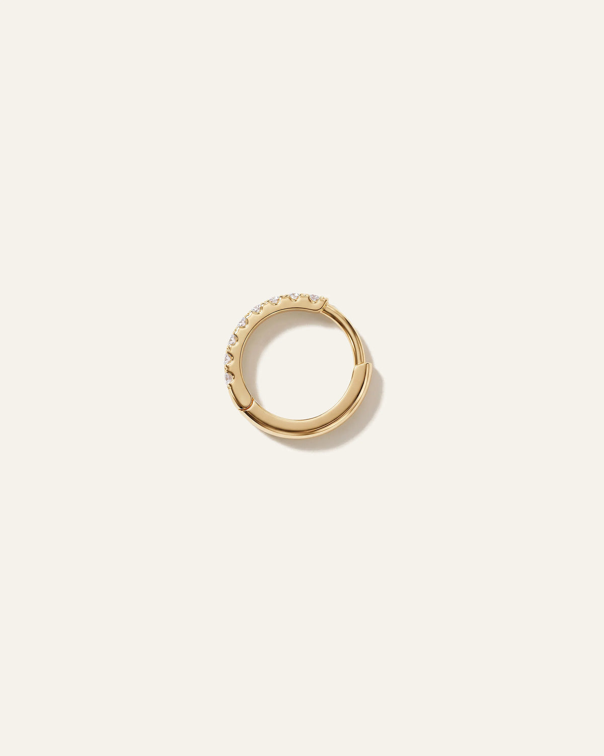 14K Gold Pave Diamond Second Piercing Tiny Huggie - Single - One Size / Yellow Gold