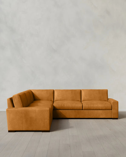 Stillman L Sectional in Leather - 116x116 / Auburn