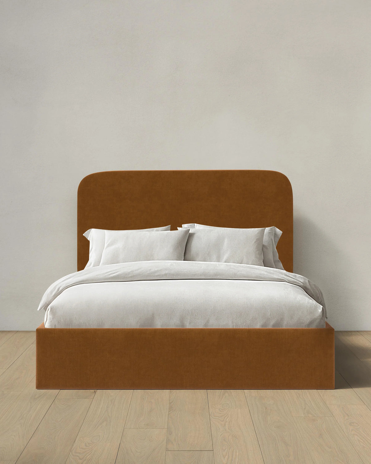 Curved Bed in Performance Velvet - Full / Walnut