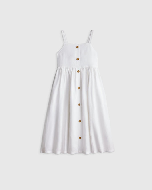 Girls Sleeveless 100% Linen Dress - 6 / Orchid Palms