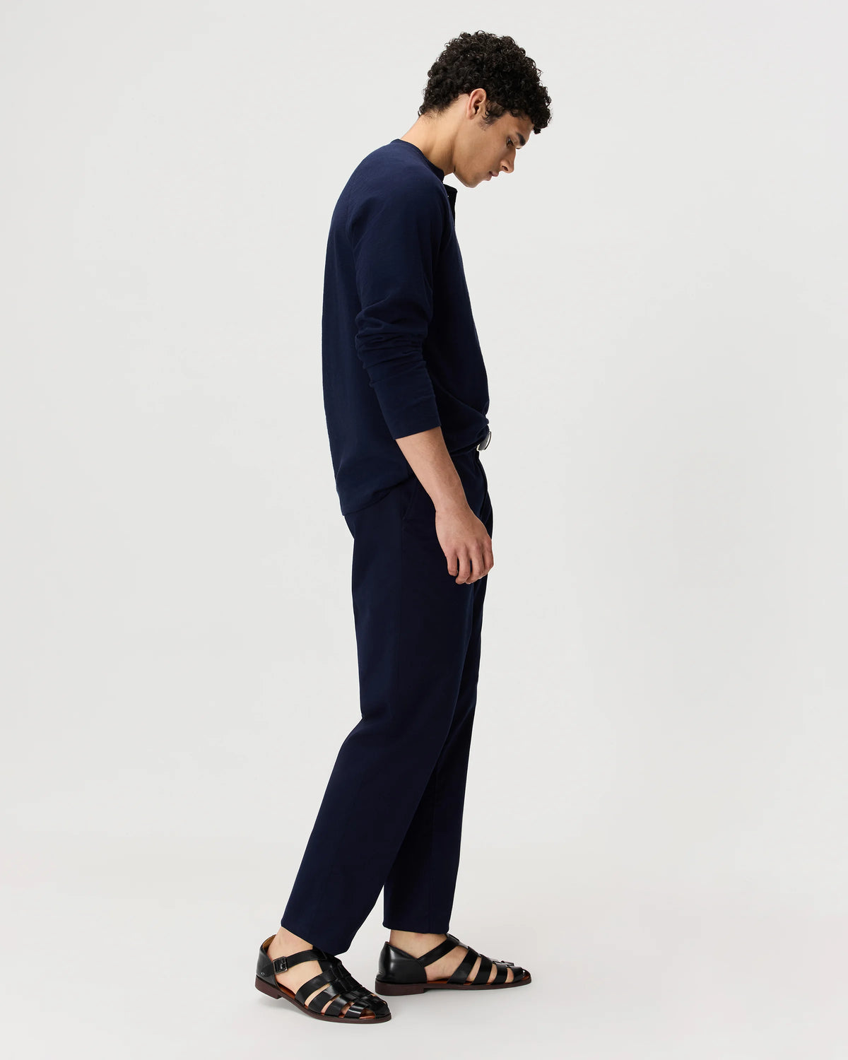 100% Organic Cotton Slub Long Sleeve Henley - S / Deep Navy