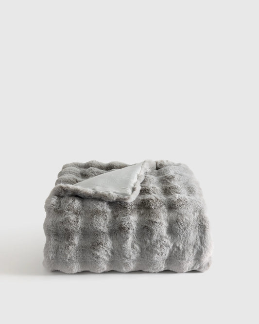 Ruched Faux Fur Throw - 50x60 / Glacier