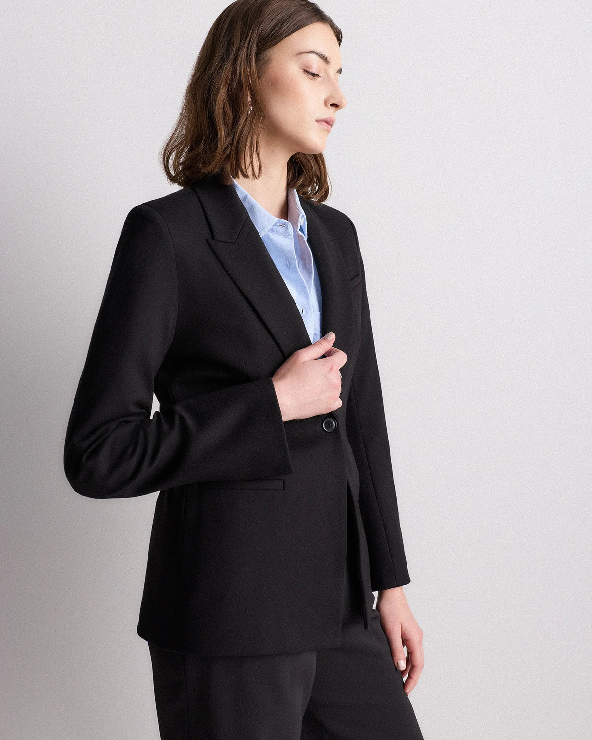 Ultra-Stretch Ponte Single-Breasted Blazer - XS / Espresso