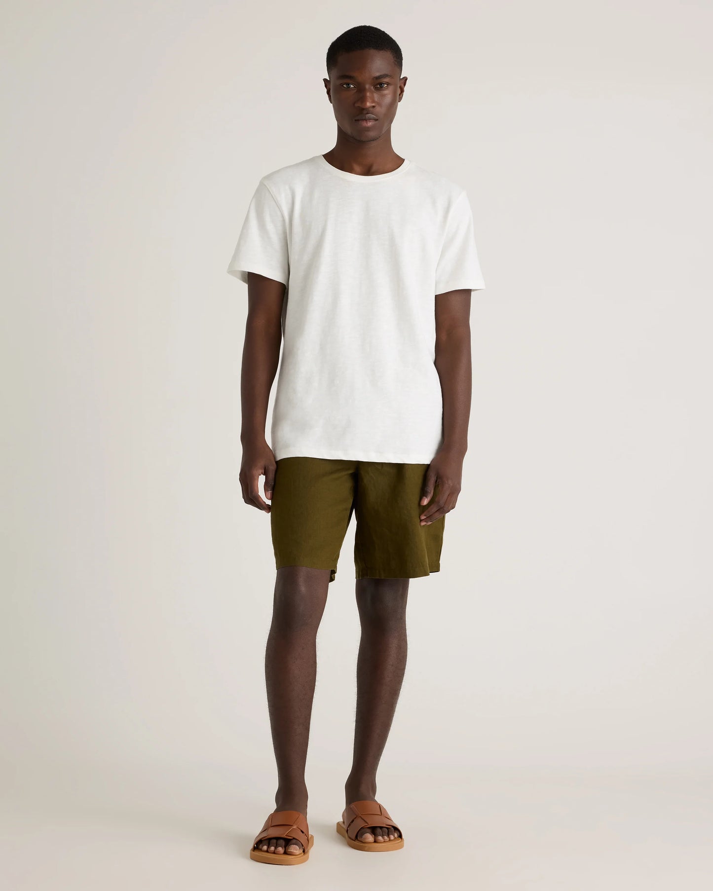 100% European Linen Shorts - 10" - S / Martini Olive