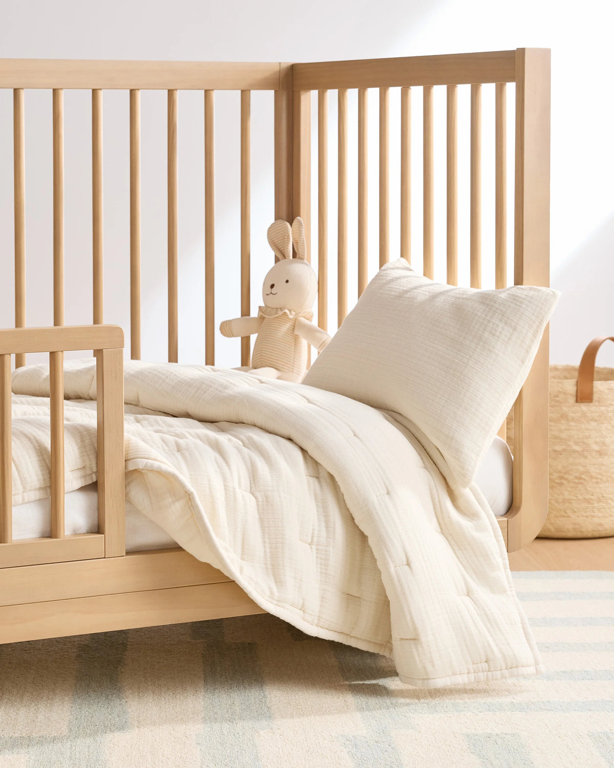Organic Cotton Gauze Toddler Quilt - One Size / White