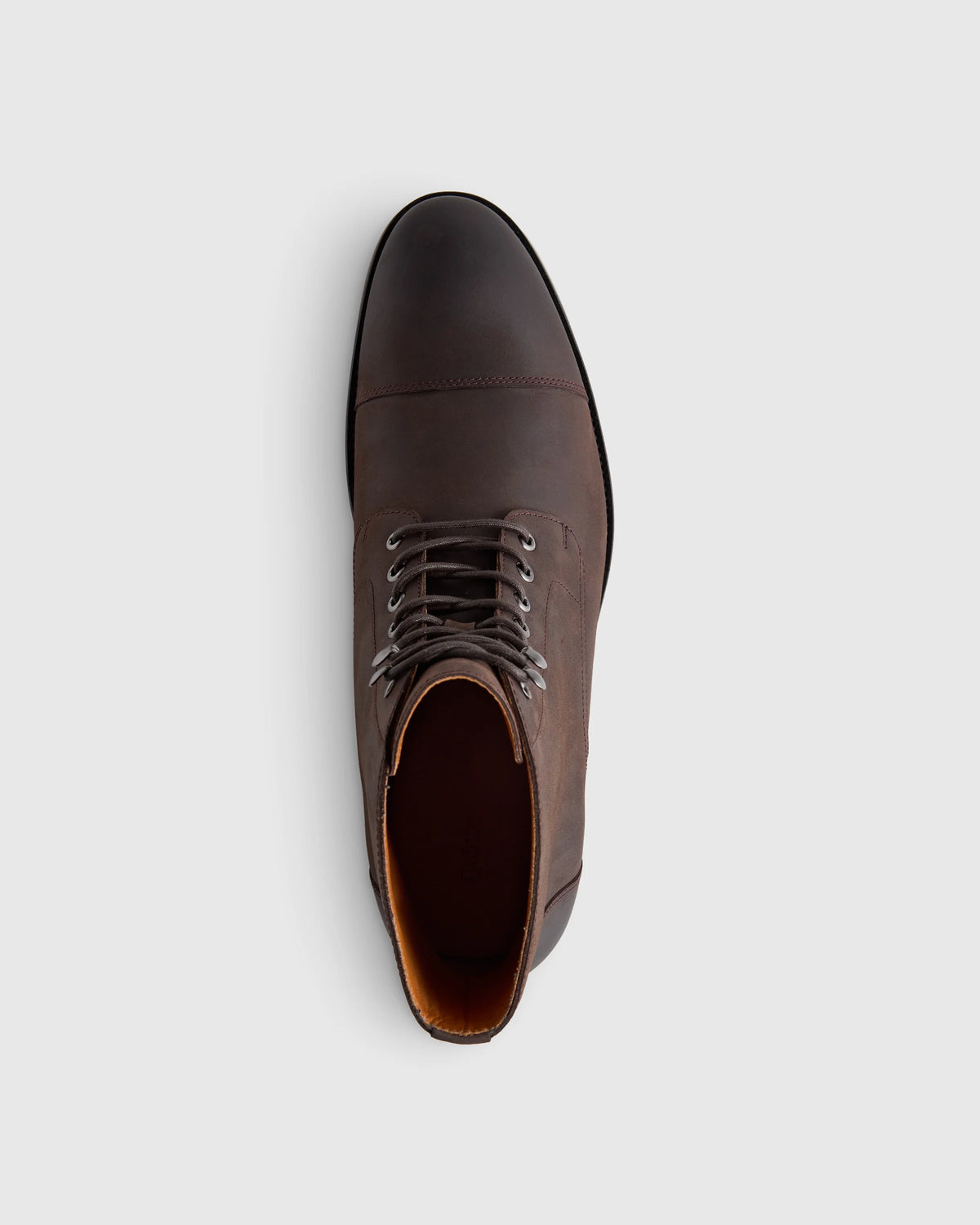 Crafted Leather Cap Toe Lace Up Boot - 7 / Matte Black
