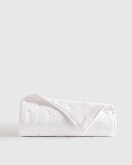 Organic Cotton Gauze Toddler Quilt - One Size / White