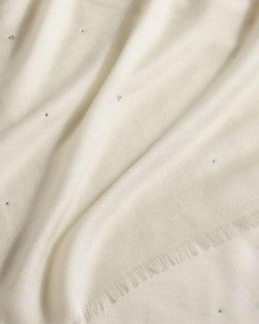 Crystal Embellished Featherweight Cashmere Silk Wrap - One Size / Ivory