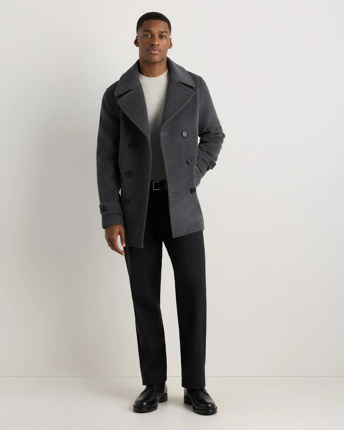 Wool Cashmere Peacoat - XS / Heather Charcoal
