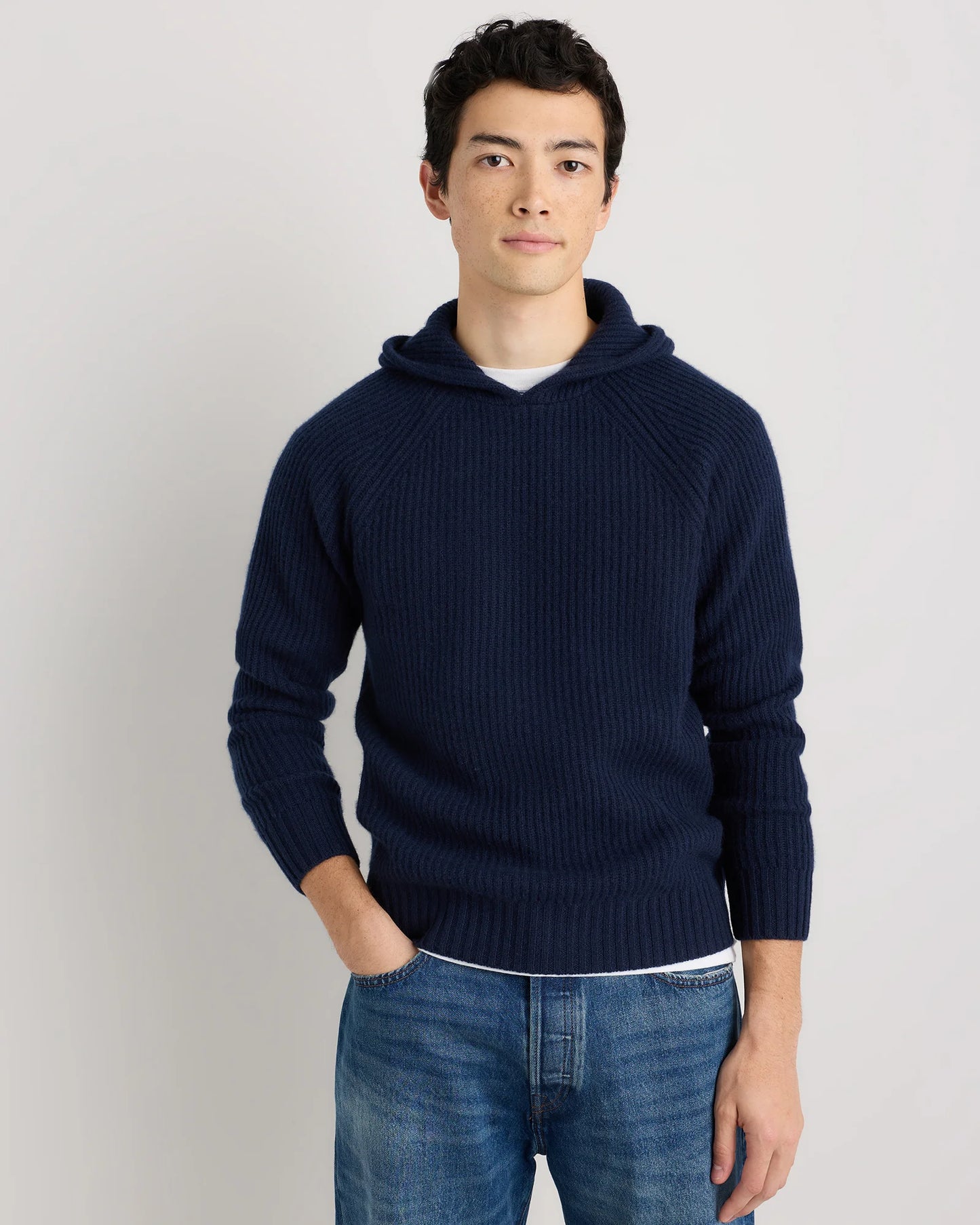 Mongolian Cashmere Fisherman Pullover Hoodie - S / Black