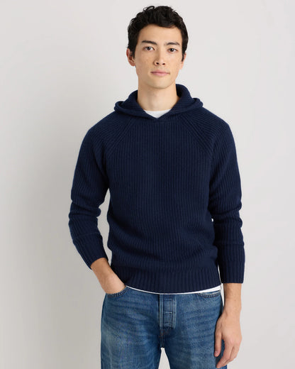 Mongolian Cashmere Fisherman Pullover Hoodie - S / Black