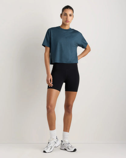 Flowknit Breeze Boxy Cropped Tee - XS / Heather Deep Navy