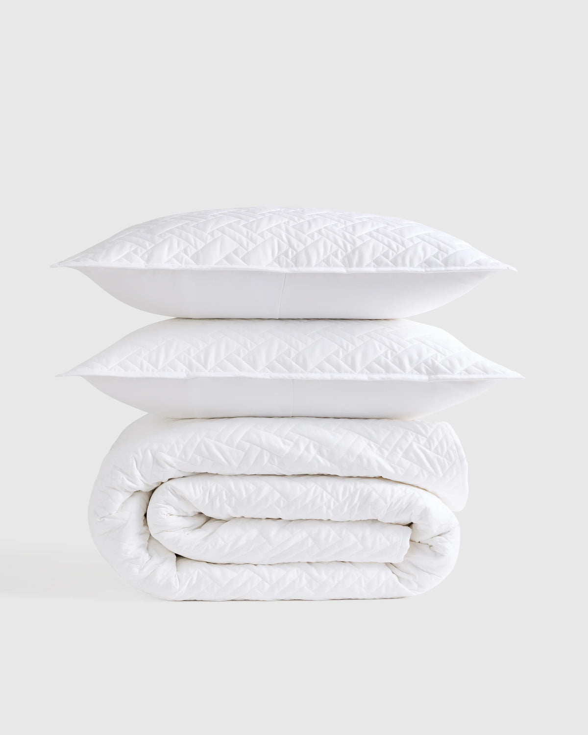 Organic Cotton Basketweave Quilt Set - Twin / Mineral