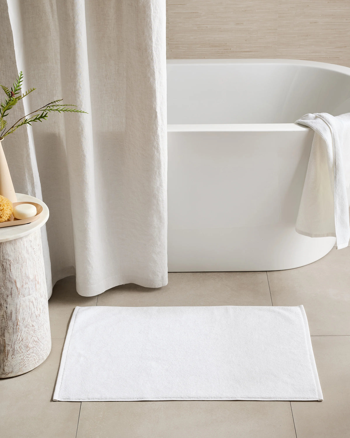 Ribbed Quick Dry Bath Mat (Set of 2) - One Size / White