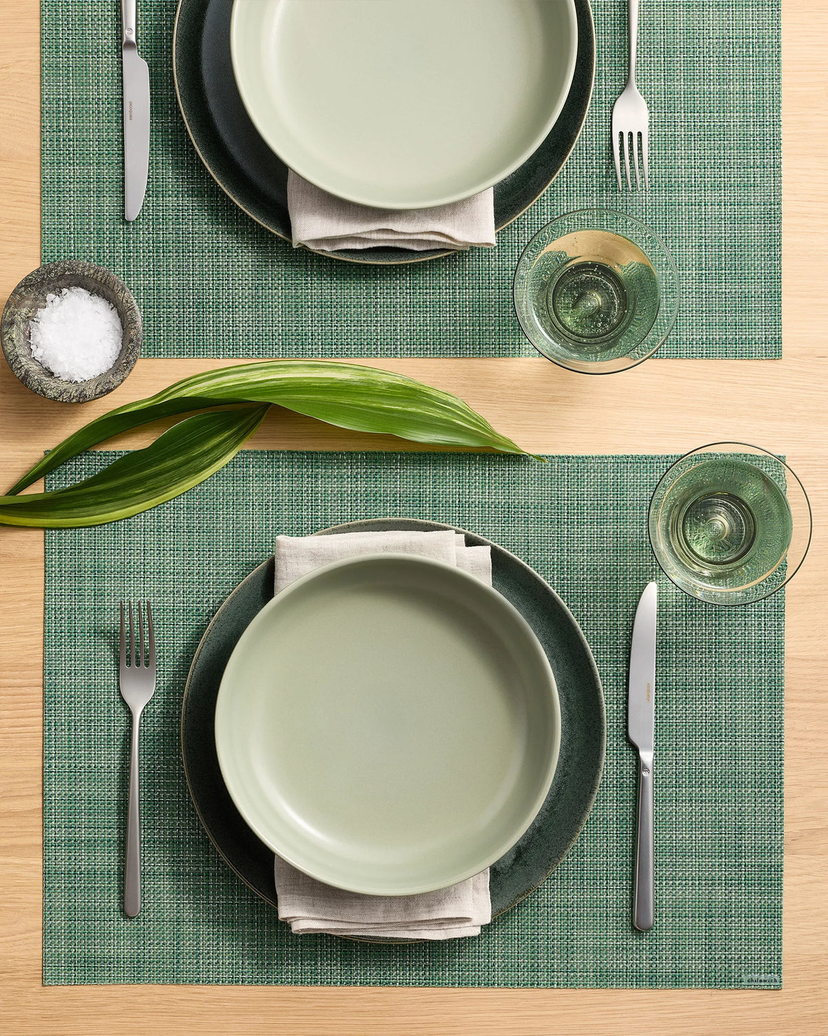 Mini Basketweave Easy-Care Rectangular Placemat, Set of 4 by Chilewich - One Size / Parchment