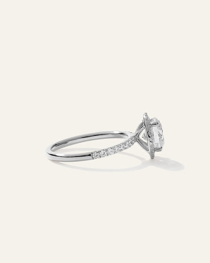 Lab Grown Diamond Round Halo Pave Engagement Ring - 1.50ct - 4 / Yellow Gold