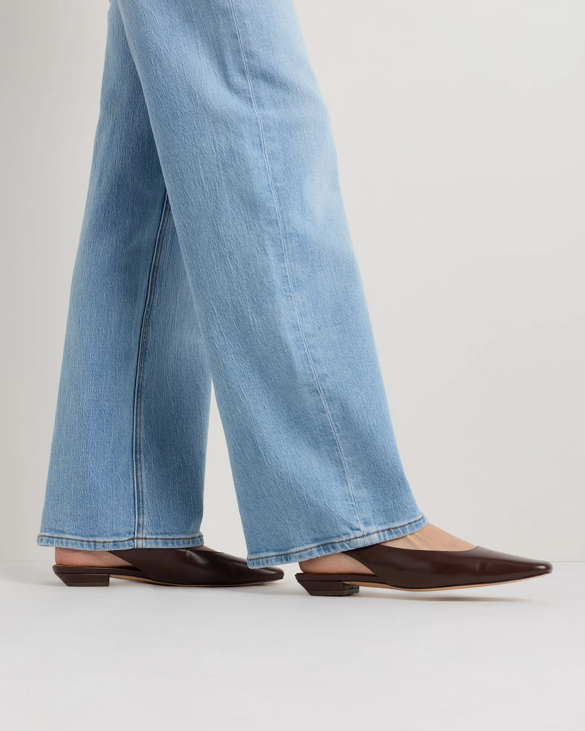 Italian Leather Slingback Flat - 5 / Bone