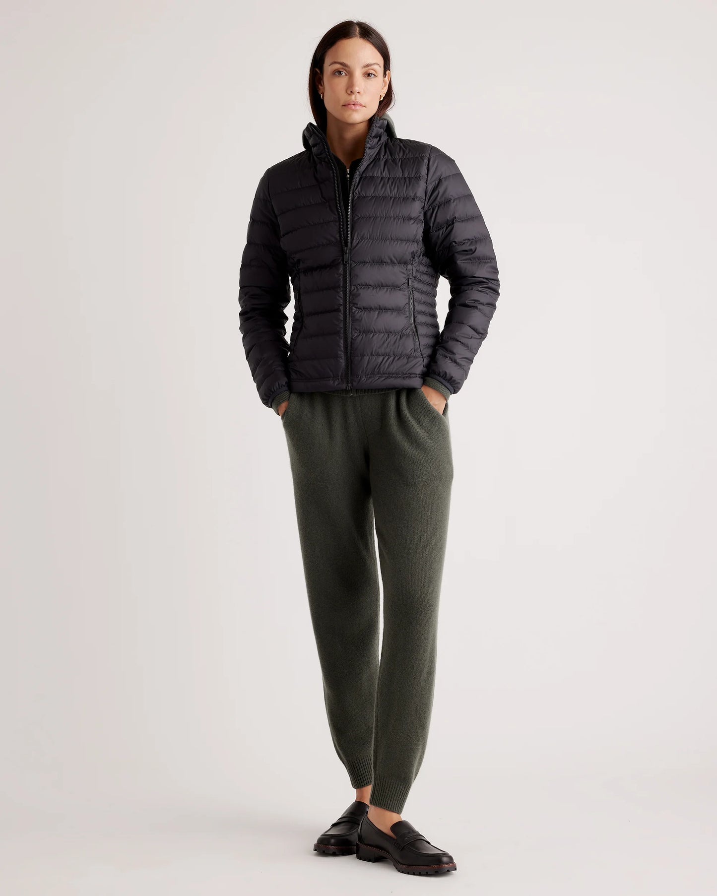 Lightweight Down Packable Puffer Jacket - XS / Black
