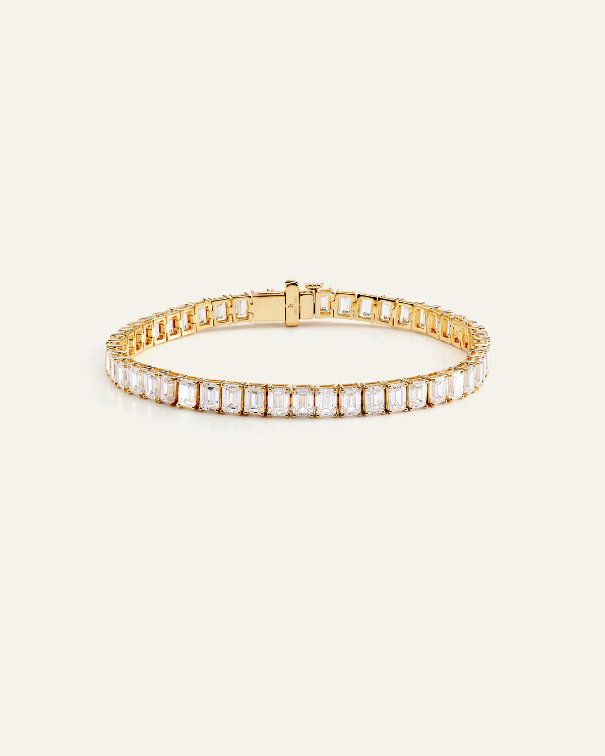 14K Gold Lab Grown Diamond North-South Emerald Tennis Bracelet - 15ctw - 6.5" / Yellow Gold
