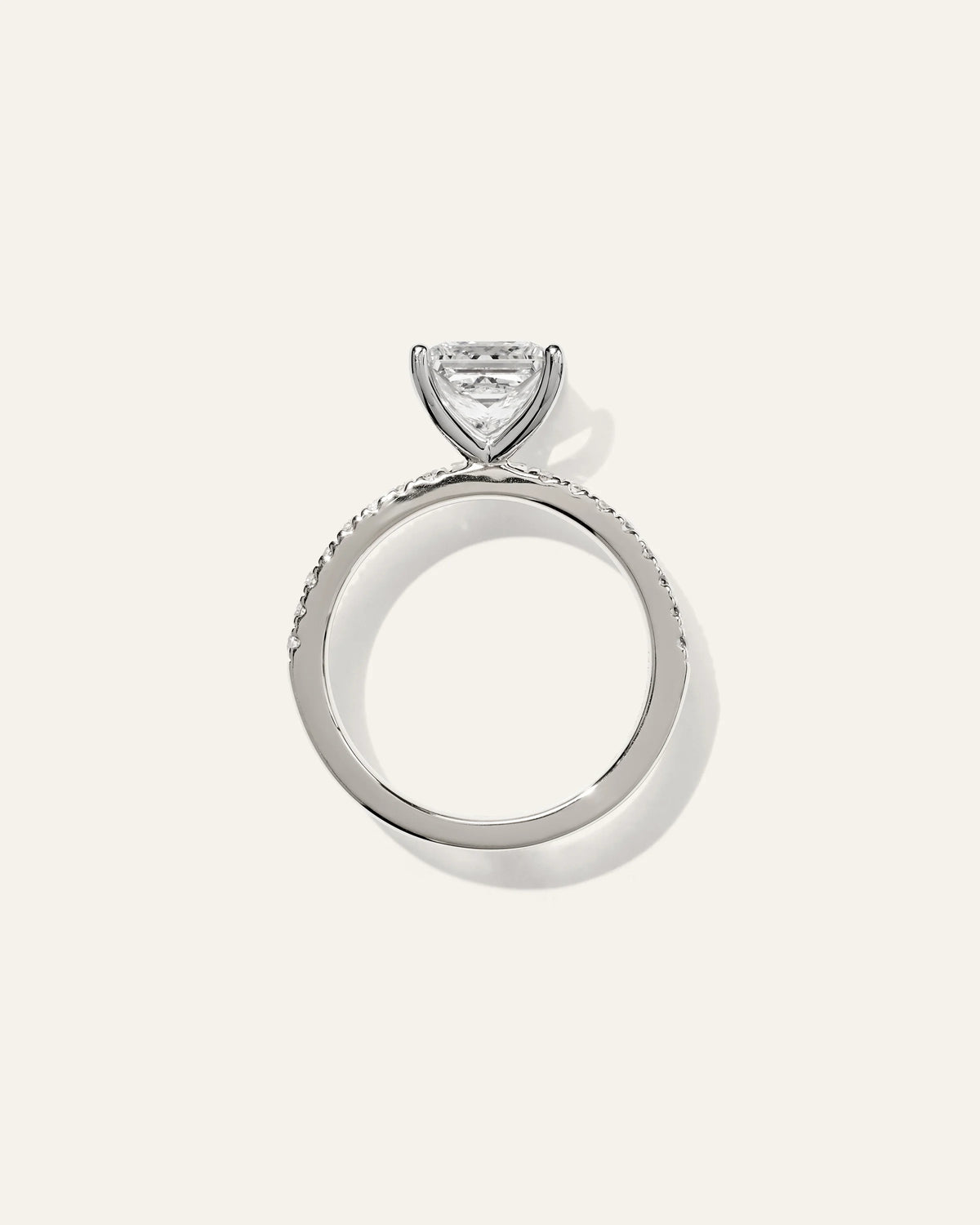 Lab Grown Diamond Princess Petite Pave Engagement Ring - 2.5ct - 4 / Yellow Gold
