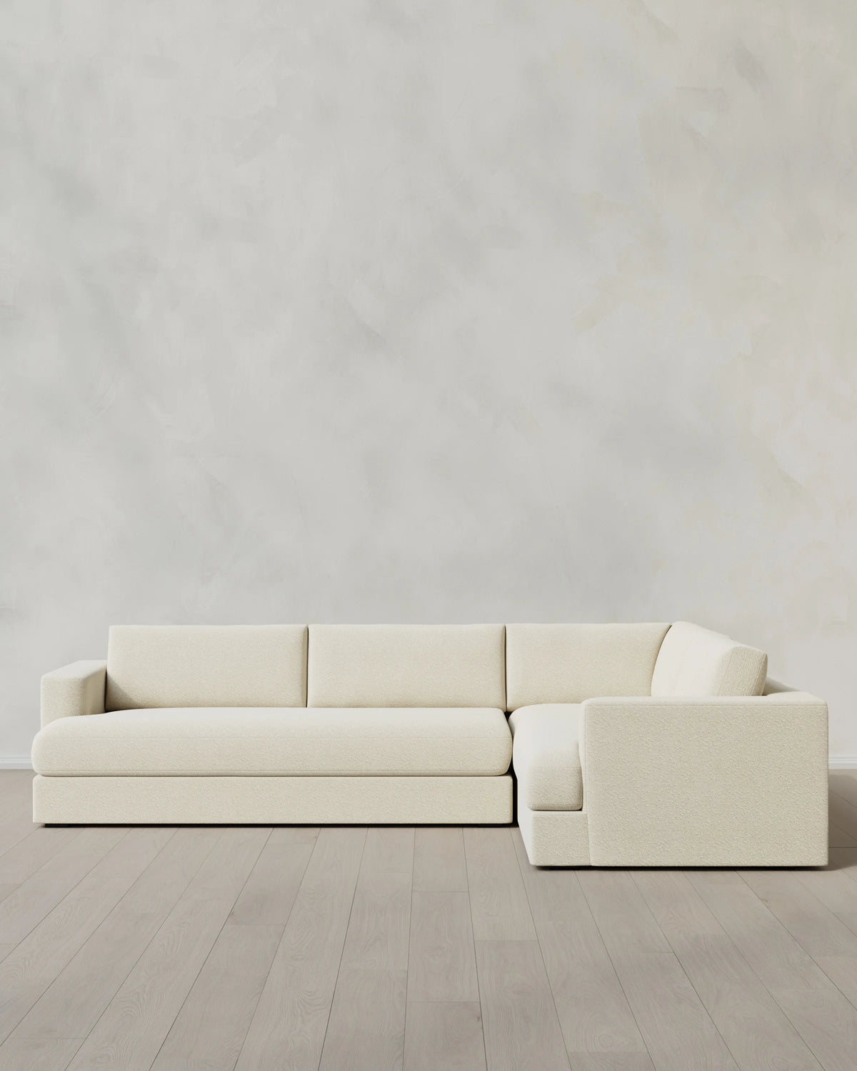 Sierra Curved Arm L Sectional in Performance Boucle - Right Arm / Mushroom
