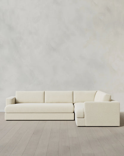 Sierra Curved Arm L Sectional in Performance Boucle - Right Arm / Mushroom