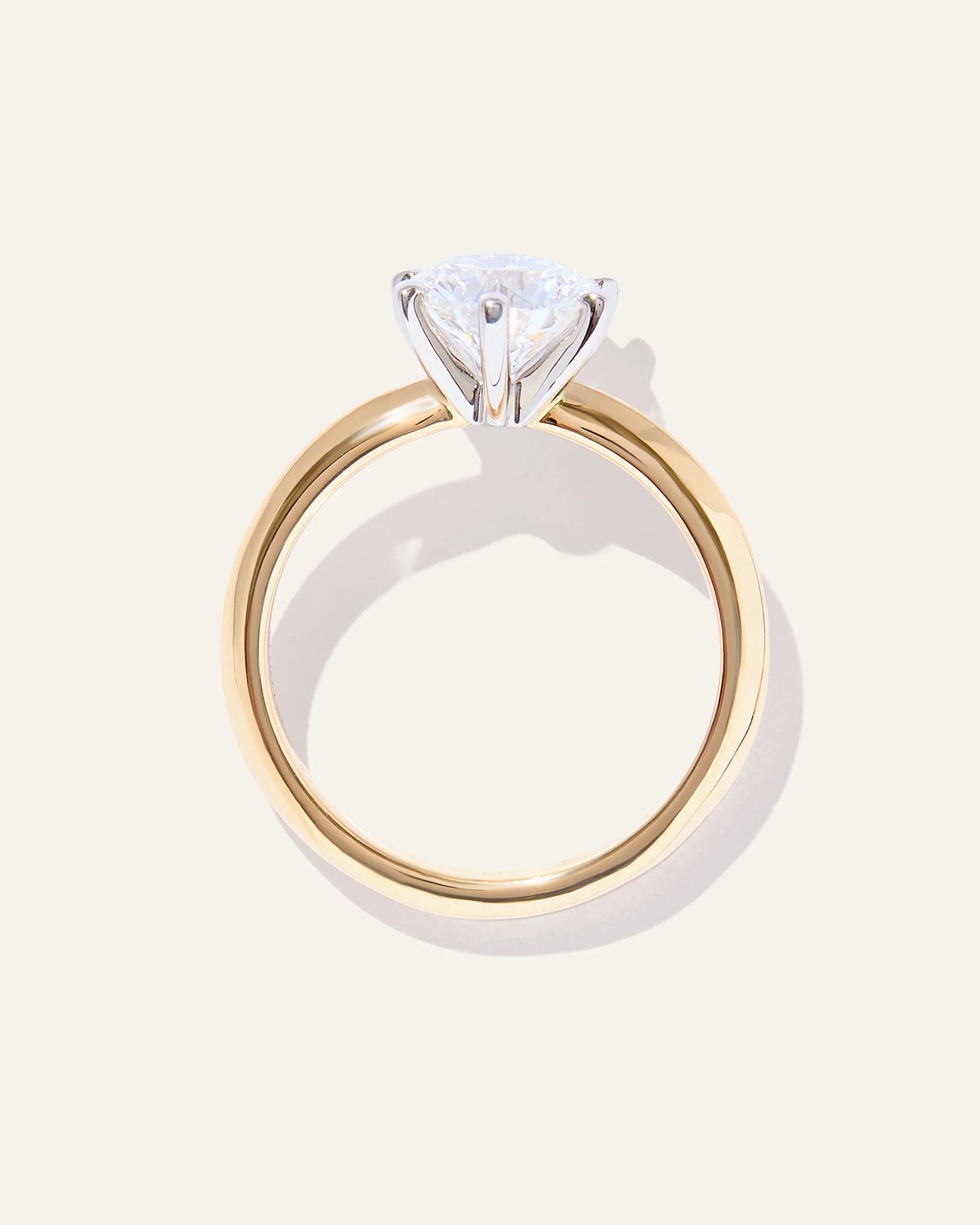 Lab Grown Diamond Round Six Prong Knife Edge Engagement Ring - 1.5ct - 4 / Yellow Gold