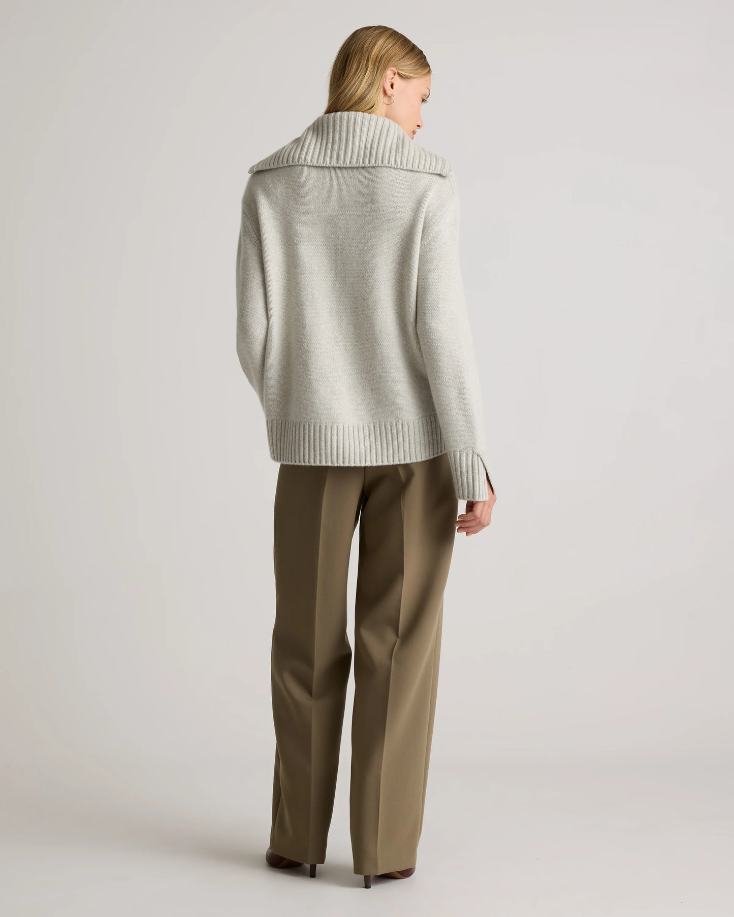 Luxe Baby Cashmere Quarter Zip Sweater - XS / Creamy Cortado
