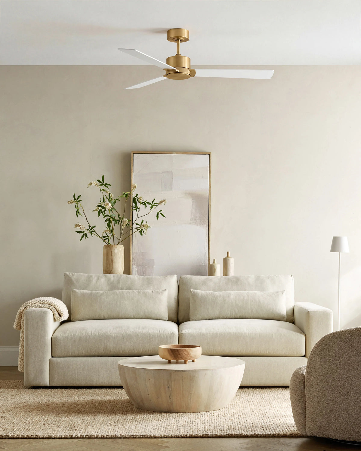 Minimalist Wood Blade Ceiling Fan - 44" / White