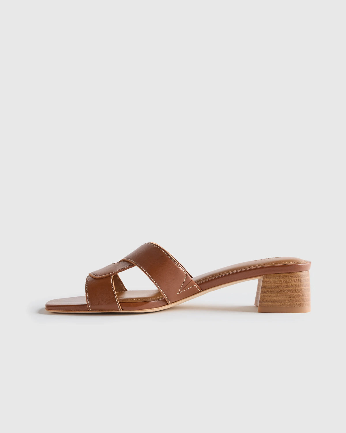 Italian Leather 35mm Wood Block Heel Mule - 5 / Black