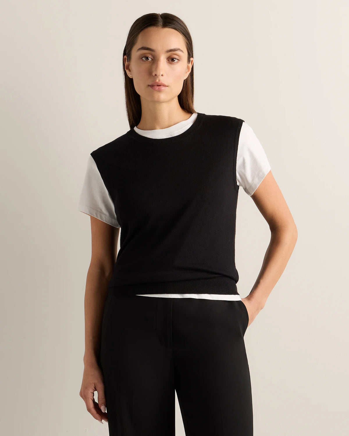 Lightweight Cotton Cashmere Sweater Tank - XS / Black