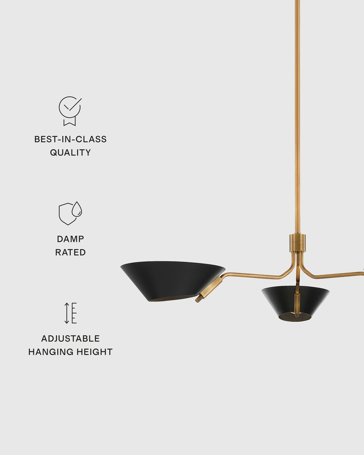 Mid-Century Armed Iron Chandelier - One Size / Sand
