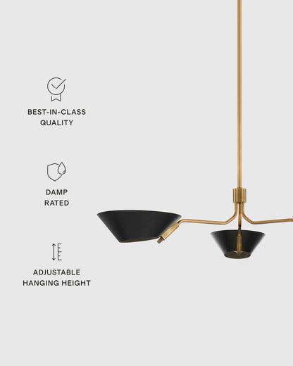 Mid-Century Armed Iron Chandelier - One Size / Sand