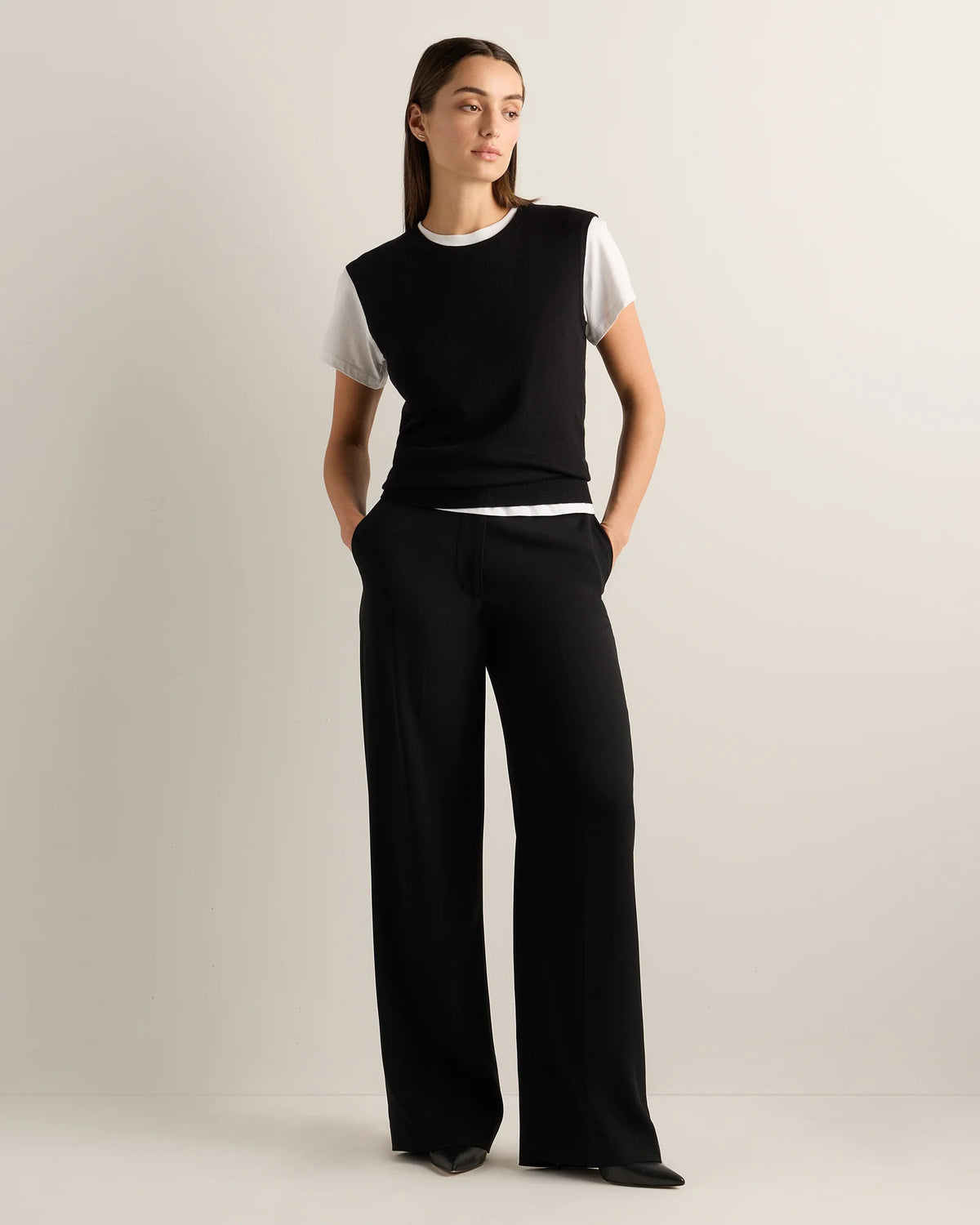 Lightweight Cotton Cashmere Sweater Tank - XS / Black
