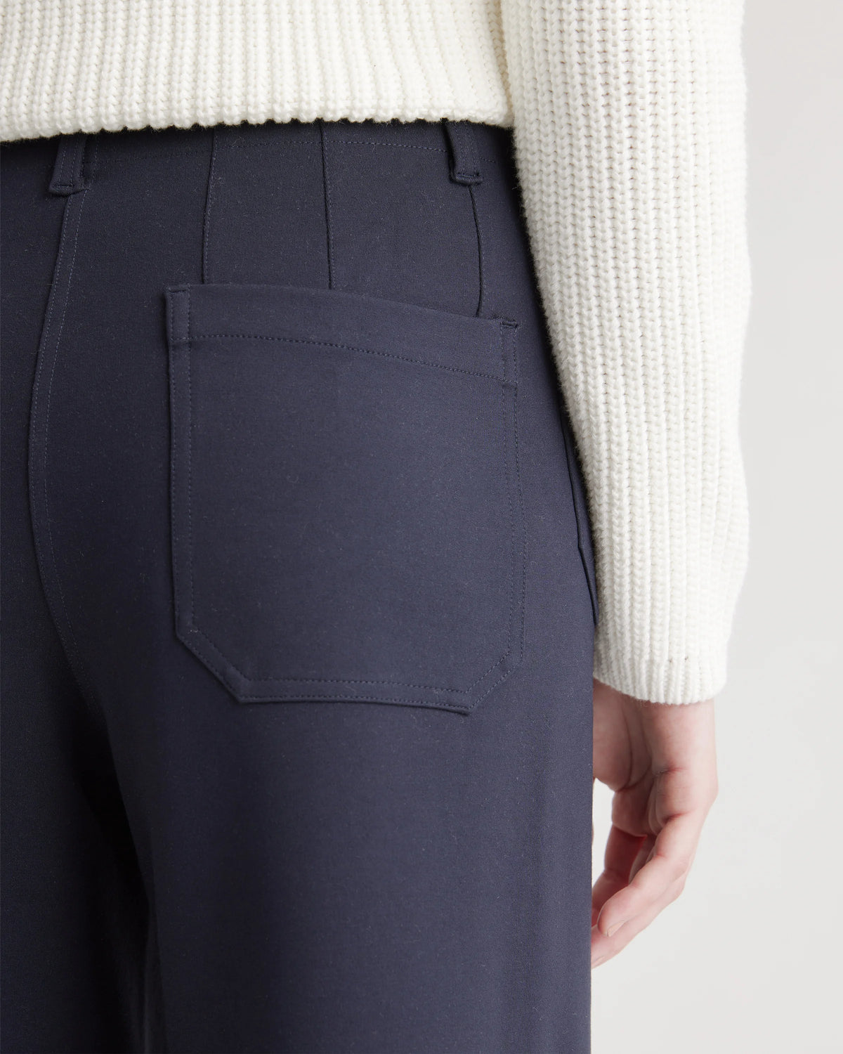 Ultra-Stretch Ponte Cropped Wide Leg Pant - 0 / Navy