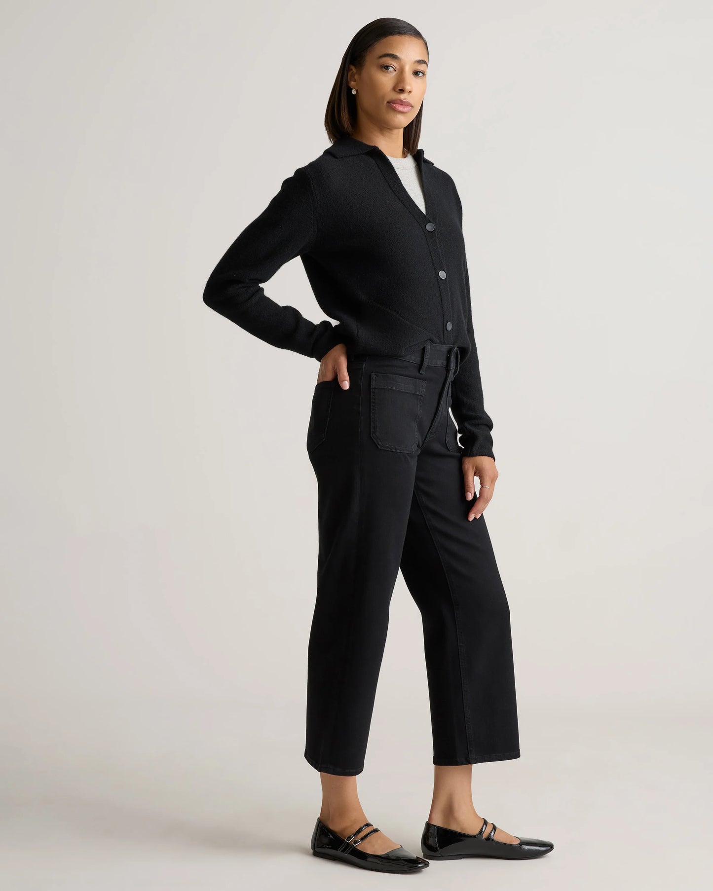 Bella Stretch Patch Pocket Wide Leg Jeans - 24 / Deep Sea Blue