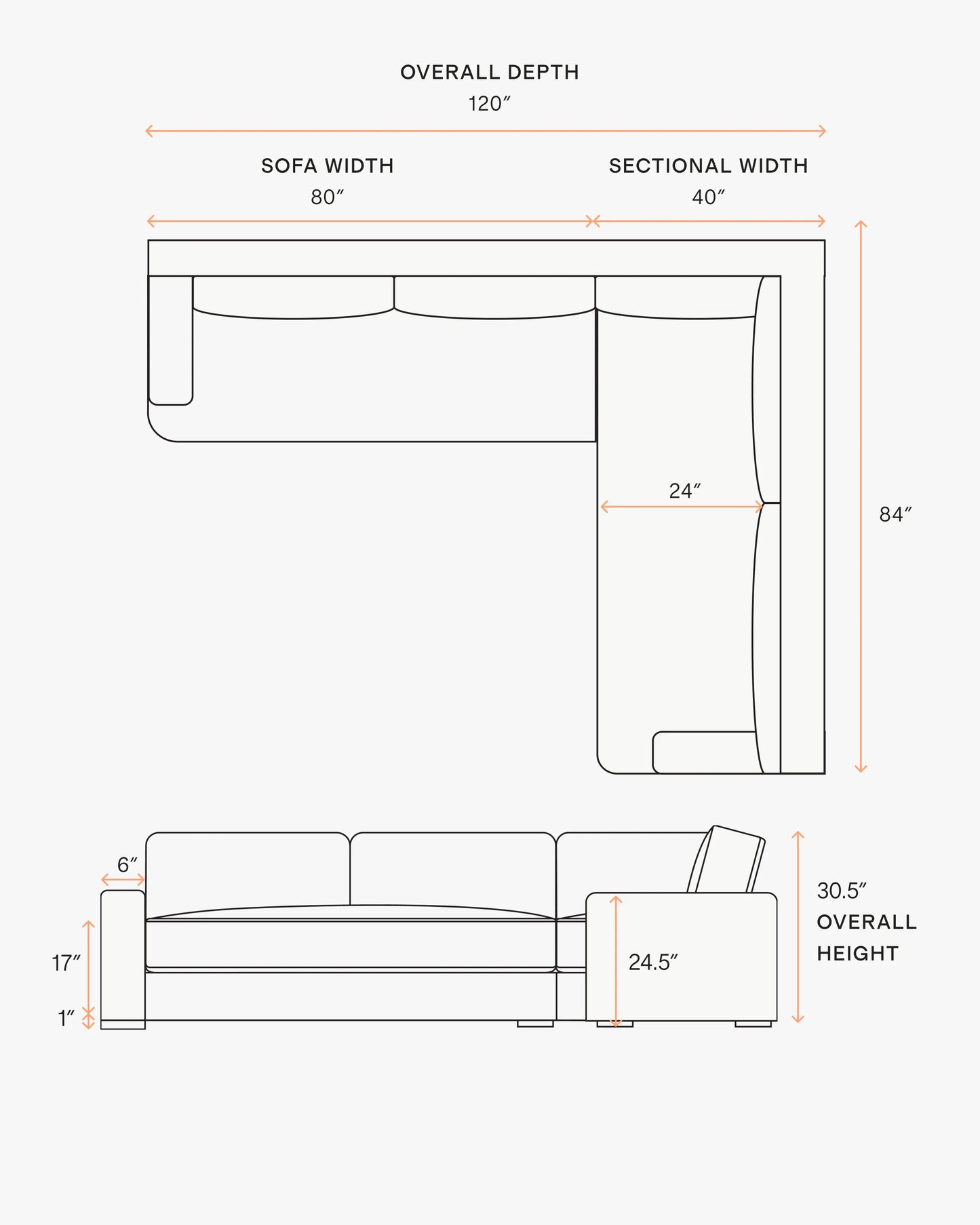 Sierra Curved Arm L Sectional in Performance Basketweave - Right Arm / Fog