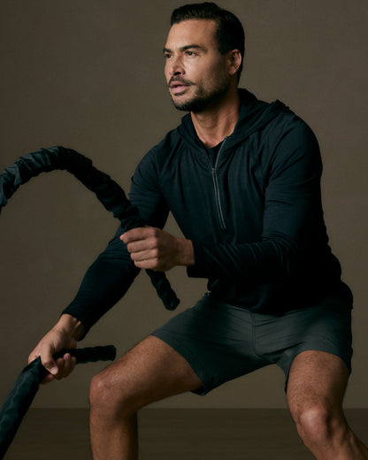 Mesh Performance Training Quarter Zip Hoodie - S / Heather Grey