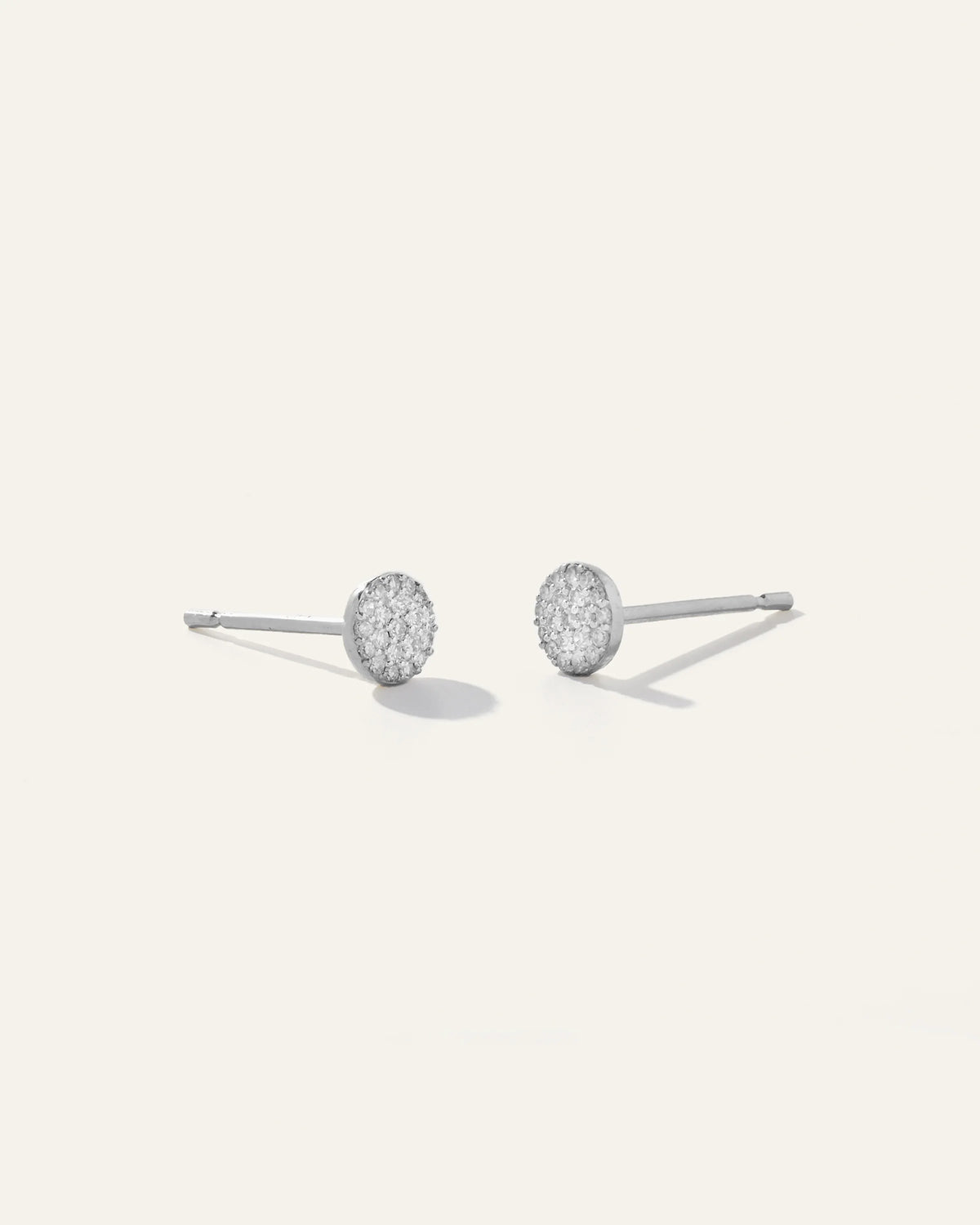 14K Gold Pave Diamond Round Studs - One Size / Yellow Gold
