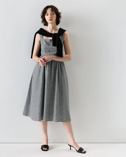 100% European Linen Fit & Flare Midi Dress - XS / Brick Red Heirloom Floral