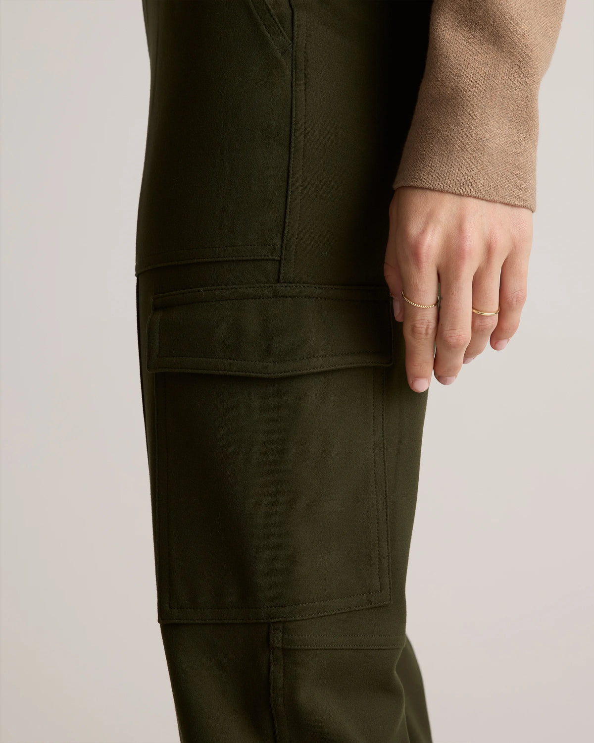 Ultra-Stretch Ponte Tapered Cargo Pants - XS / Black