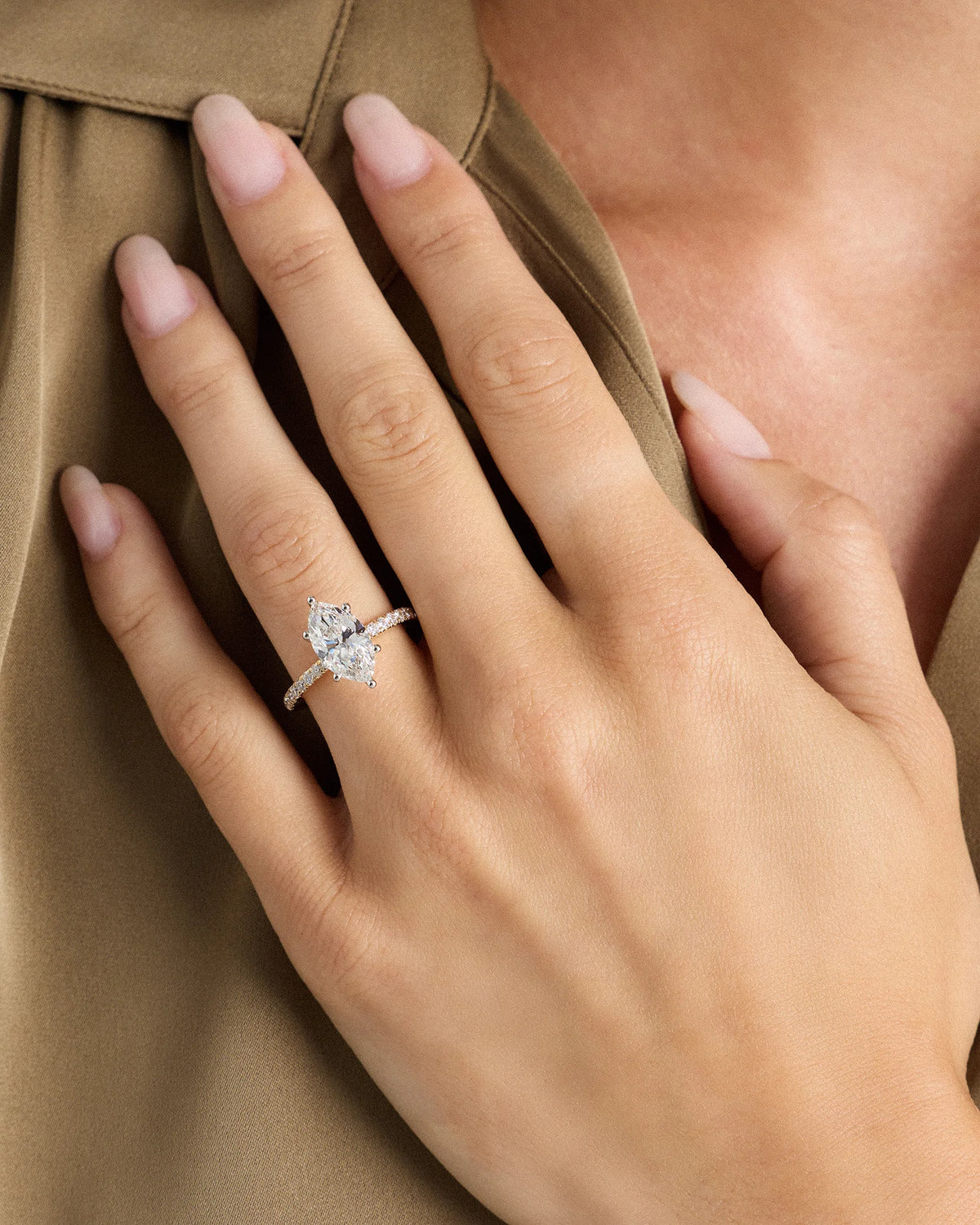 Lab Grown Diamond Marquise Petite Pave Engagement Ring - 2.5ct - 4 / Yellow Gold