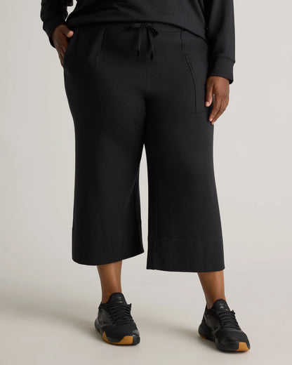 SuperSoft Fleece Cropped Wide Leg Pants - 1X / Heather Grey