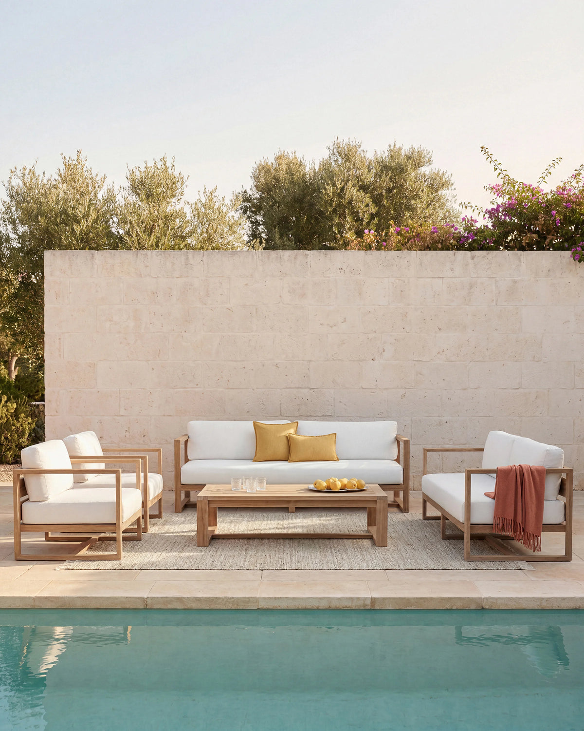 Linear Solid Teak Outdoor Sofa - 65" / Natural Teak